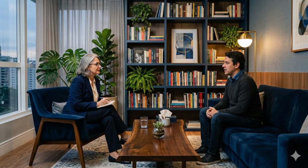 Apresentar um ambiente de entrevistas em saúde mental ou terapia online e presencial